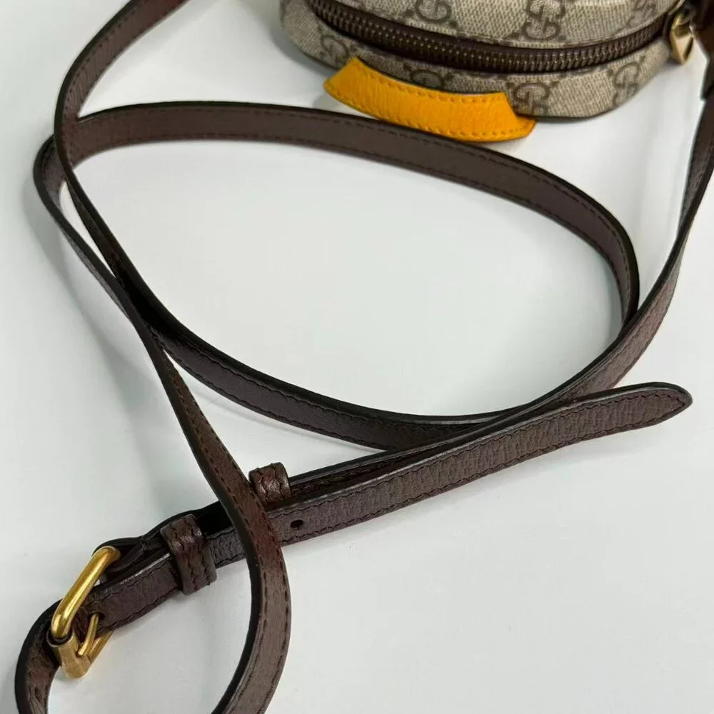 Gucci GG Logo Supreme Vintage Neo Shoulder Bag Crossbody with Gold Lion Emblem